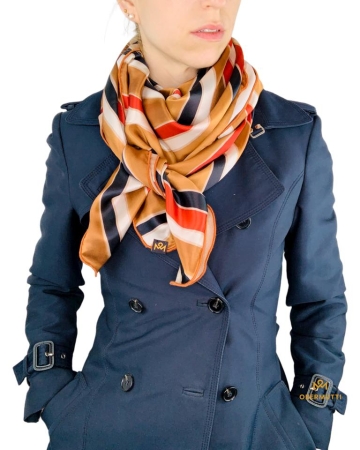 Schal mit Halsschleife aus Seide im Streifenprint